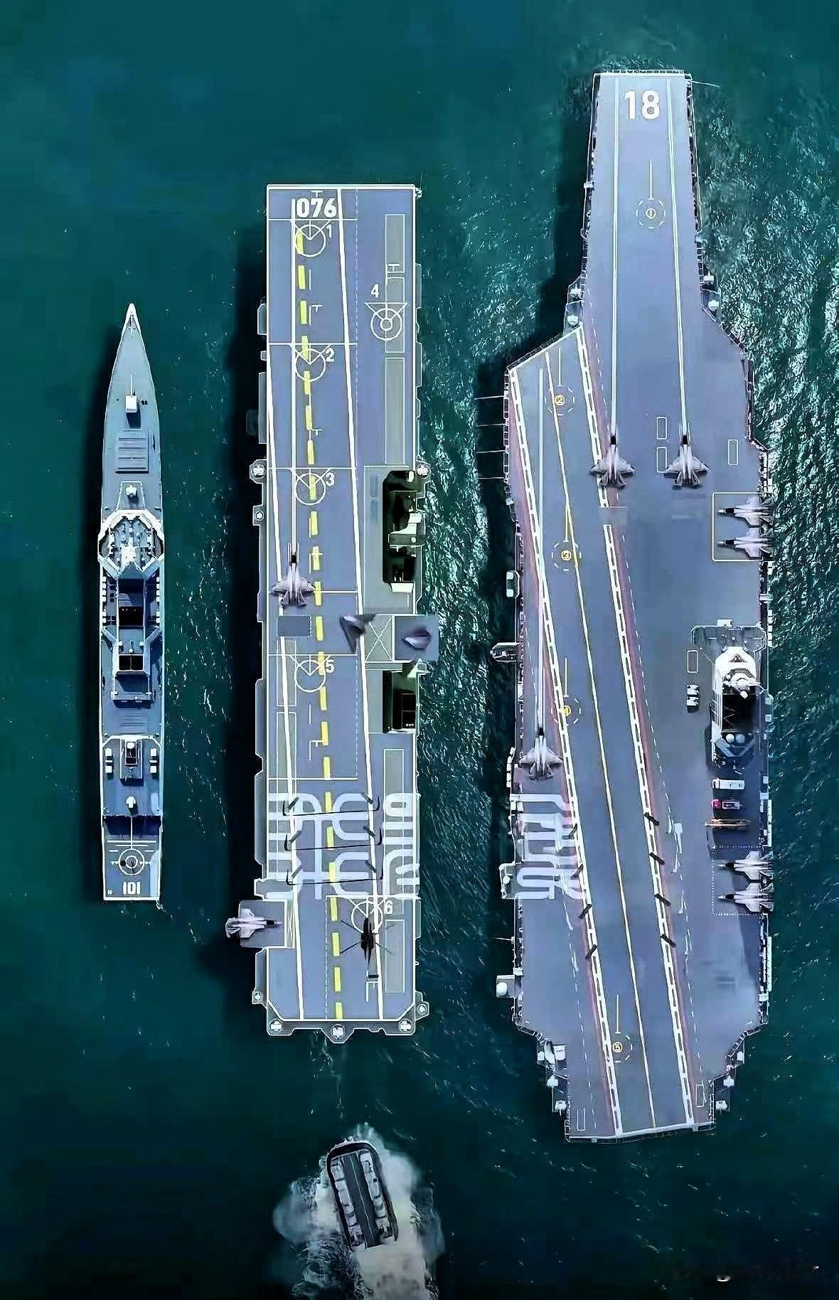 我勒个去，今天算是开了眼了。一直以为咱们的055万吨大驱，那就是海上的巨无霸，