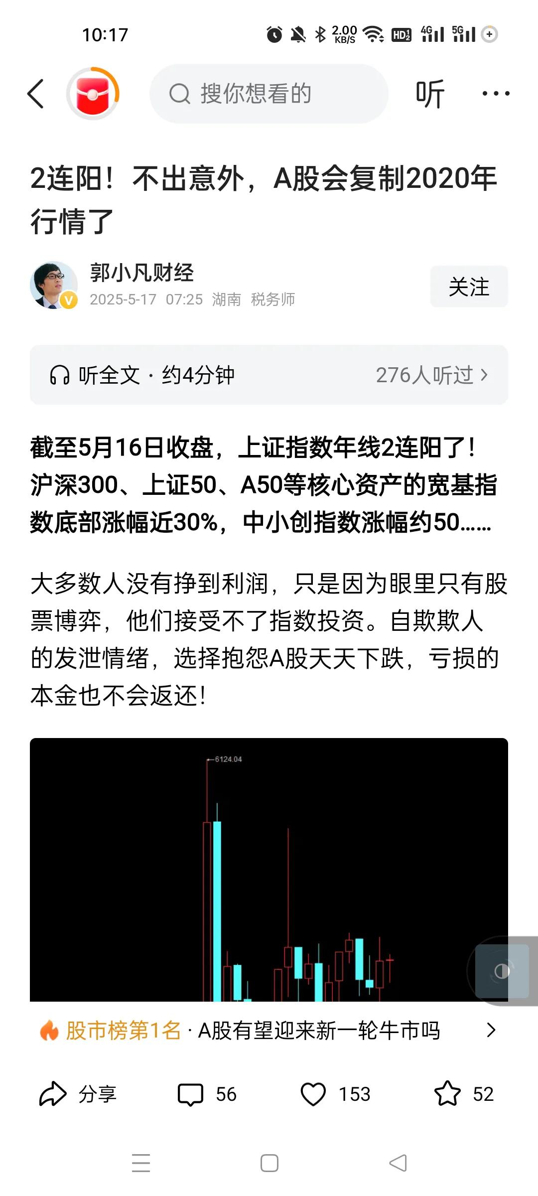 此人露出真面目了，天天喊牛市啊。结果他自己也已经说了几乎没买A股，去年那