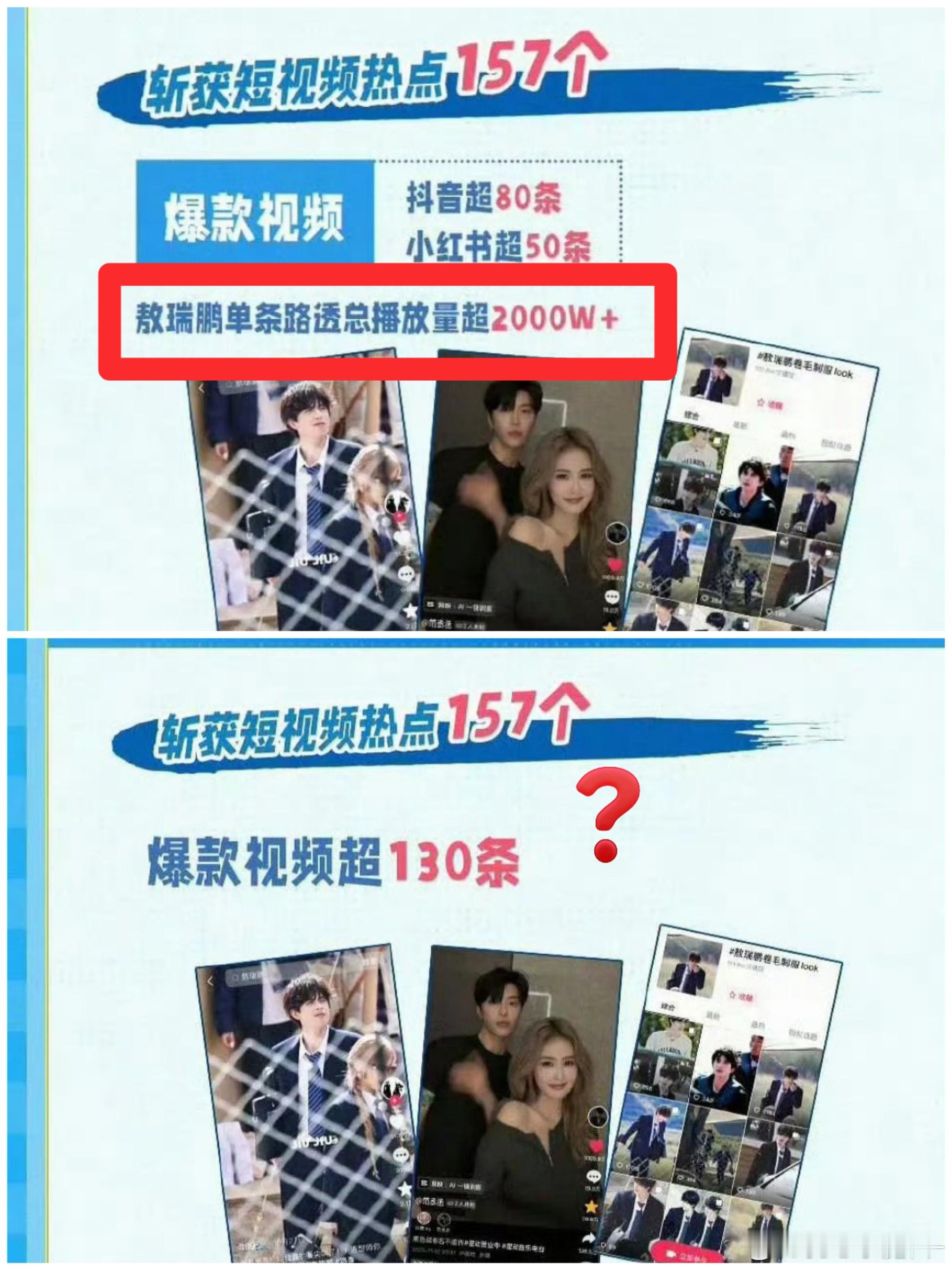 敖瑞鹏粉丝向奔跑吧维权⭕，官博把最开始【敖瑞鹏单条路透总播放量超2000w+】