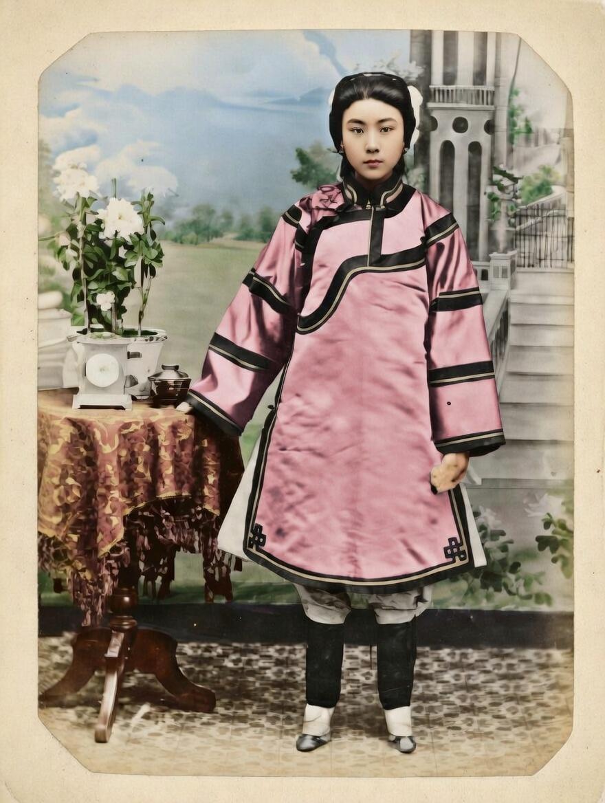 这张照片中的人物是晚清名妓（名伶）小荣喜（也作小喜荣），小荣喜是晚清京剧界公认的