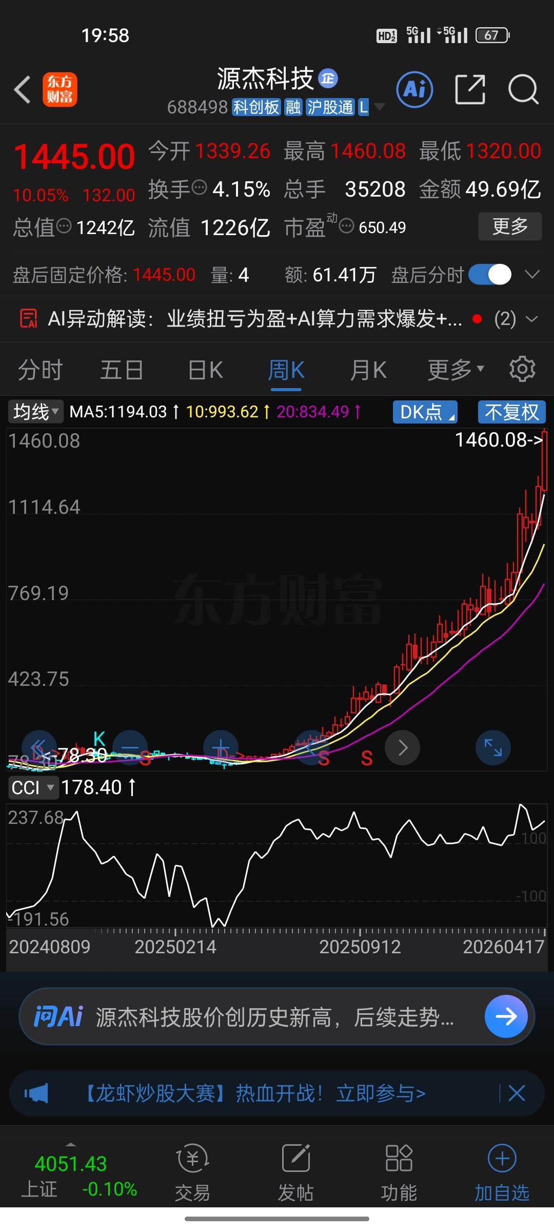 600倍市盈率，1.9亿利润撑起1200亿市值！源杰科技超越茅台成新股王，散户：