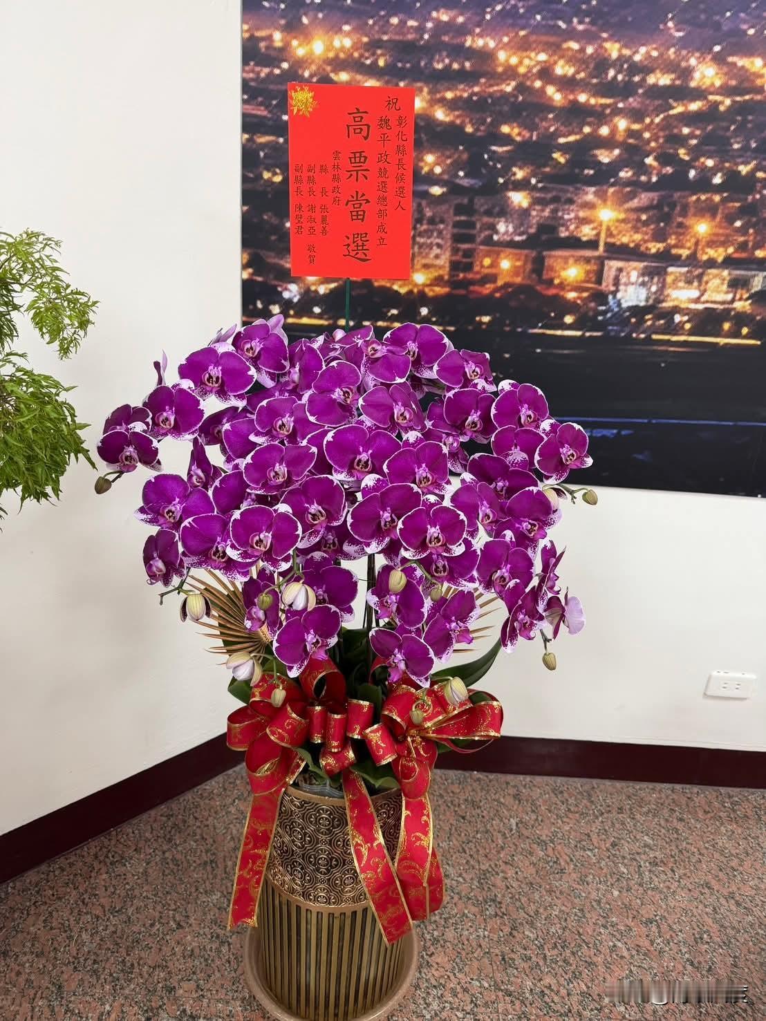 赞，王惠美向前迈了一步，向魏平政送来花篮！魏平政发文致谢：这份一早送达的心意，让