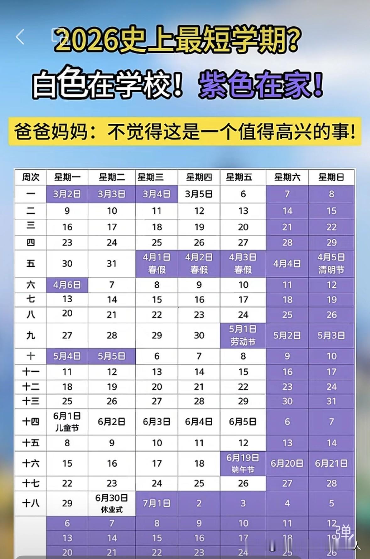 史上最短学期来了！！在家的时间比在学校的时间多的多的多，你是欢喜还是愁？