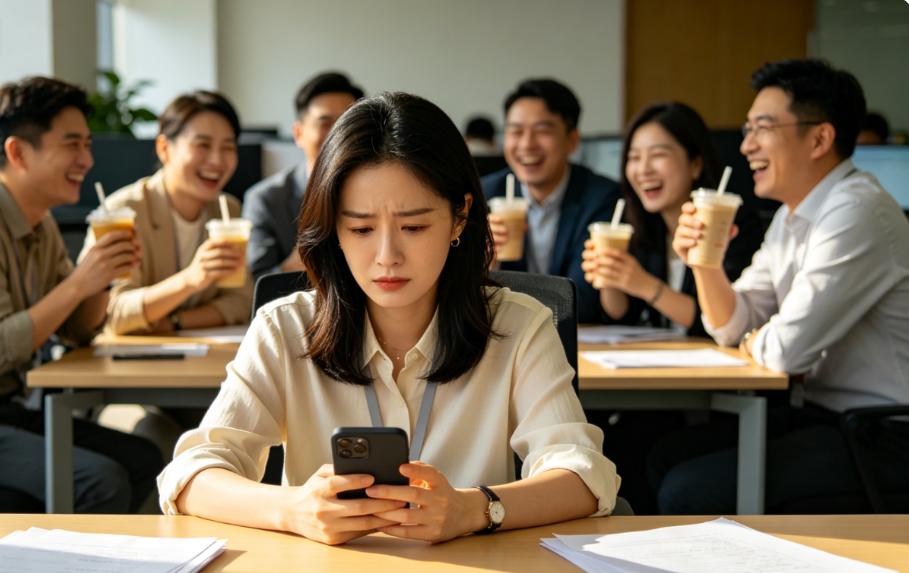 一女子上班第三天就被同事孤立了，同事请了所有人喝奶茶，唯独没请她，她感觉特别尴尬