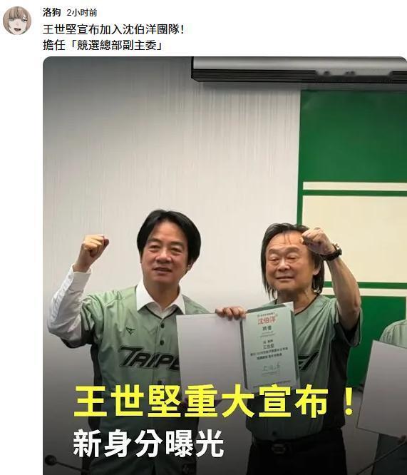 话说“没出息”的王世坚，加入台独分子沈伯阳竞选台北市长的团队了啊。今年“没出