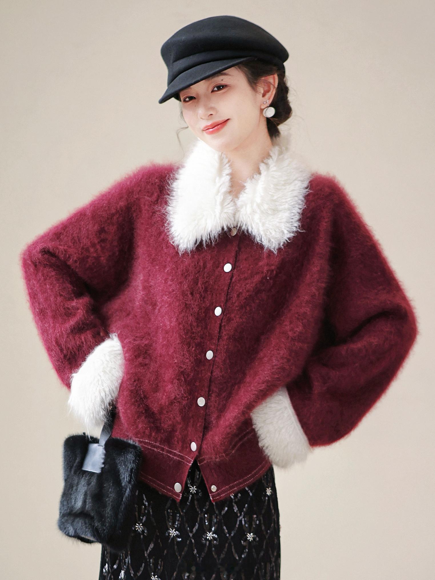 跨年夜本粒就要穿这件！100山羊绒+双面拉绒工艺堪比“小皮草”的质感巨暖巨好r