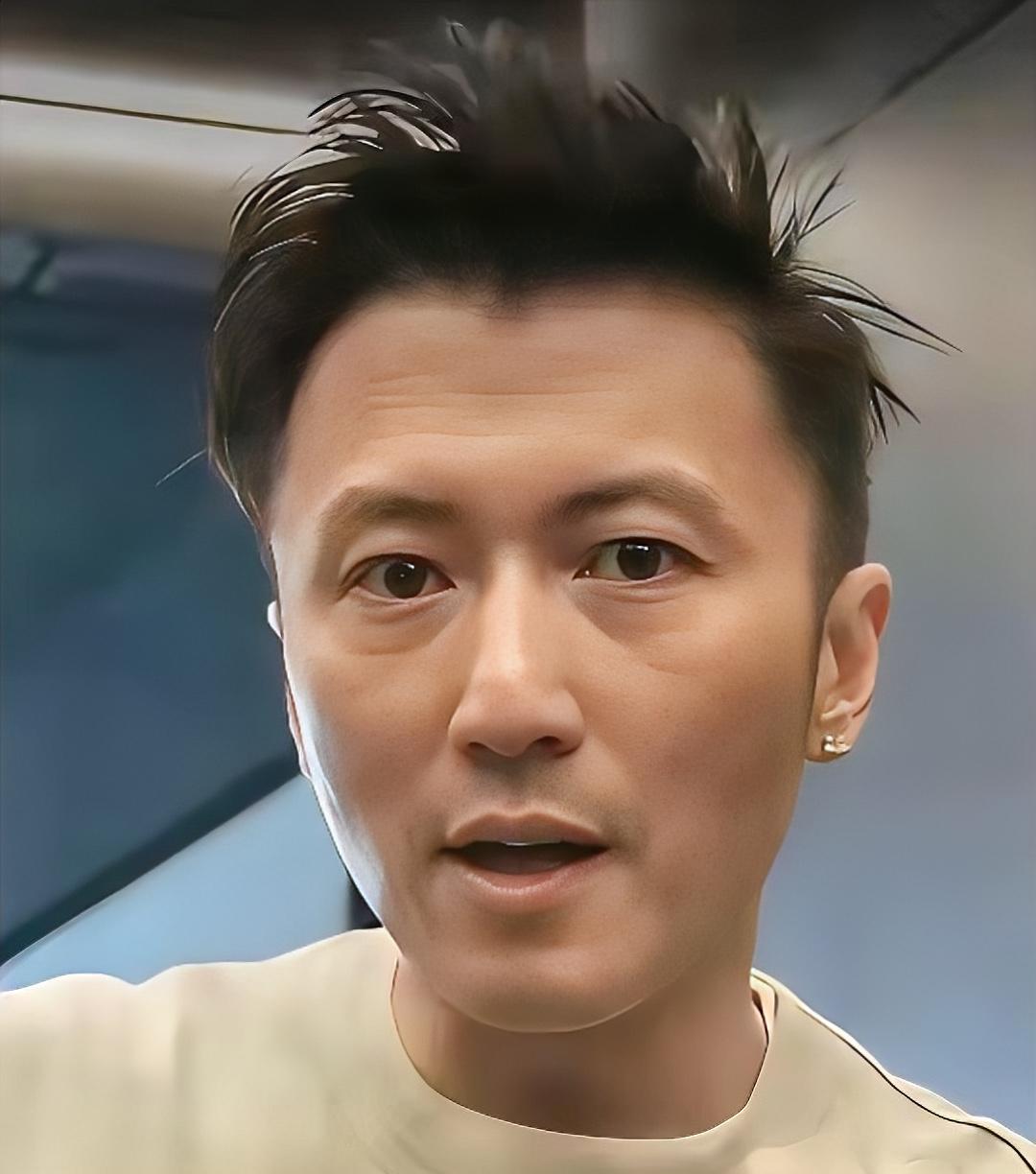 眼角带点岁月痕迹，轮廓依旧硬朗，眼神深邃直接帅拉满～