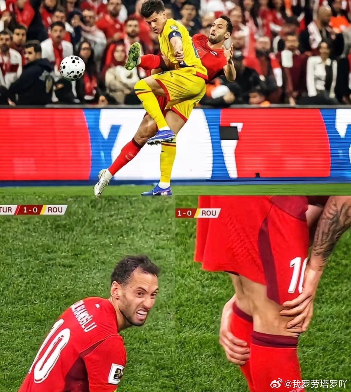 国际米兰恰尔汗奥卢似乎并无大碍！在世界杯附加赛半决赛中，国际米兰的中场大将恰