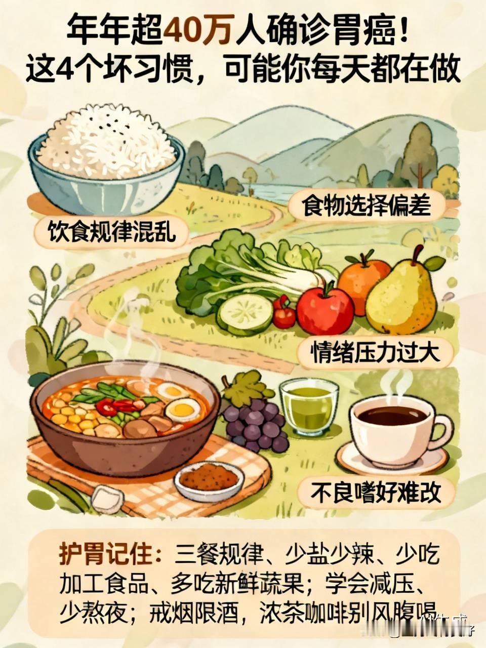 年年超40万人确诊胃癌！这4个坏习惯，可能你每天都在做胃癌不是老年人专属，越