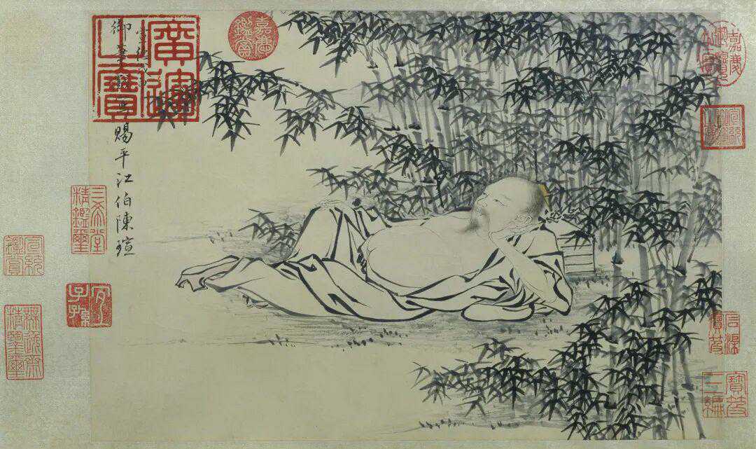 明朱瞻基武侯高卧图。朱瞻基，明朝第五位皇帝，被后世称为好圣孙，一手缔造大明黄