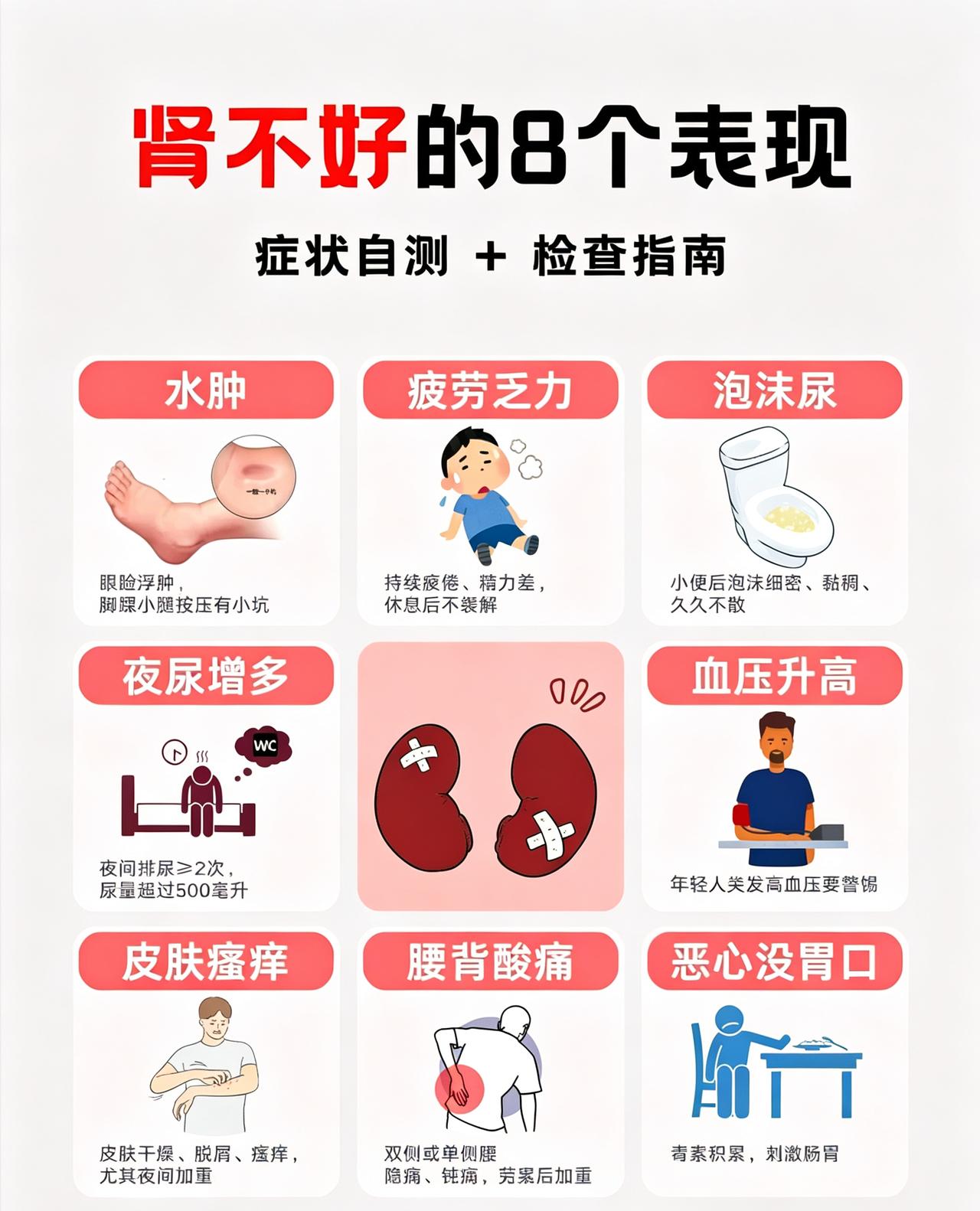 肾脏发出的8个预警信号，出现多个要及时检查
