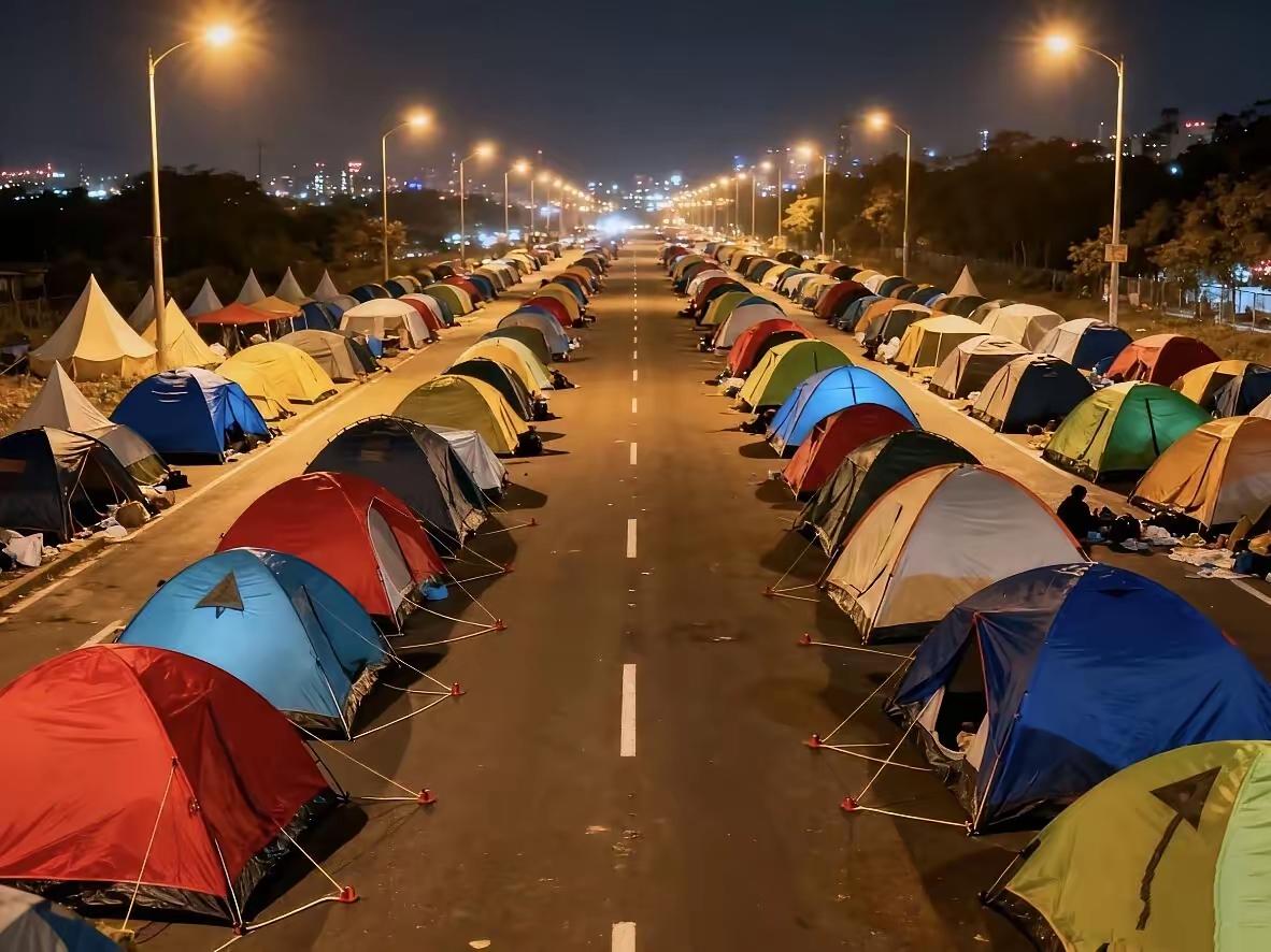我问正在洗澡的老公：“那些旅游住帐篷的，是不是都穷得叮当响？”结果老公一句话，让