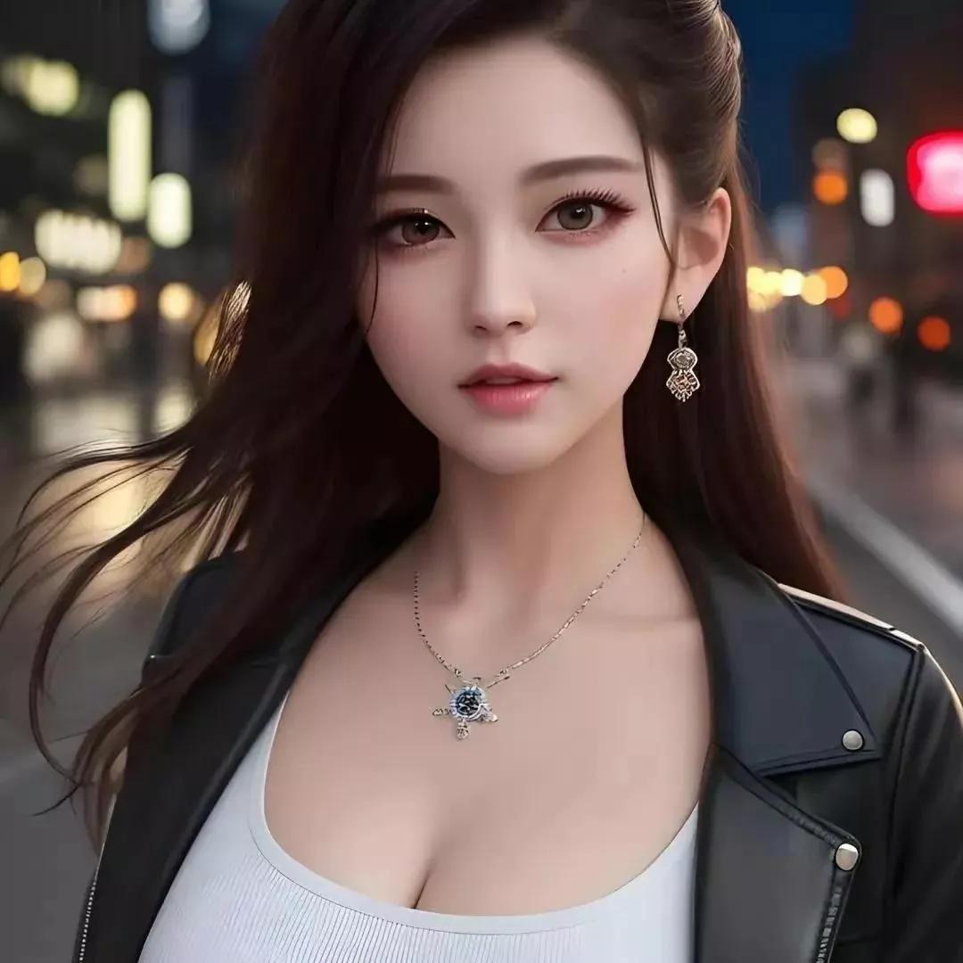 夜晚街头的迷人少女，时尚穿搭，魅力四射！夜景气质少女街拍美少女穿搭城市街头少