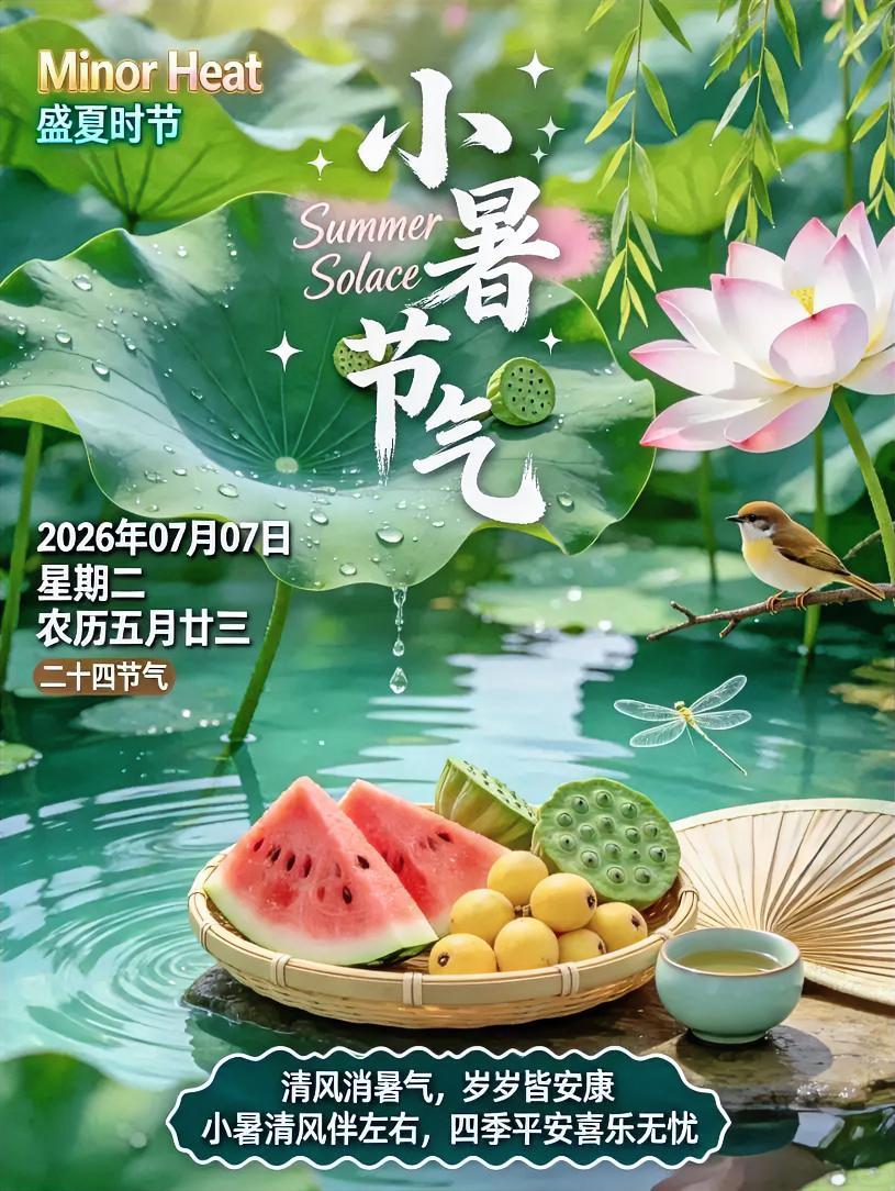 小暑至，盛夏启，生活不乏小确幸。“小暑大暑，上蒸下煮”，7月7日太阳到达黄经1