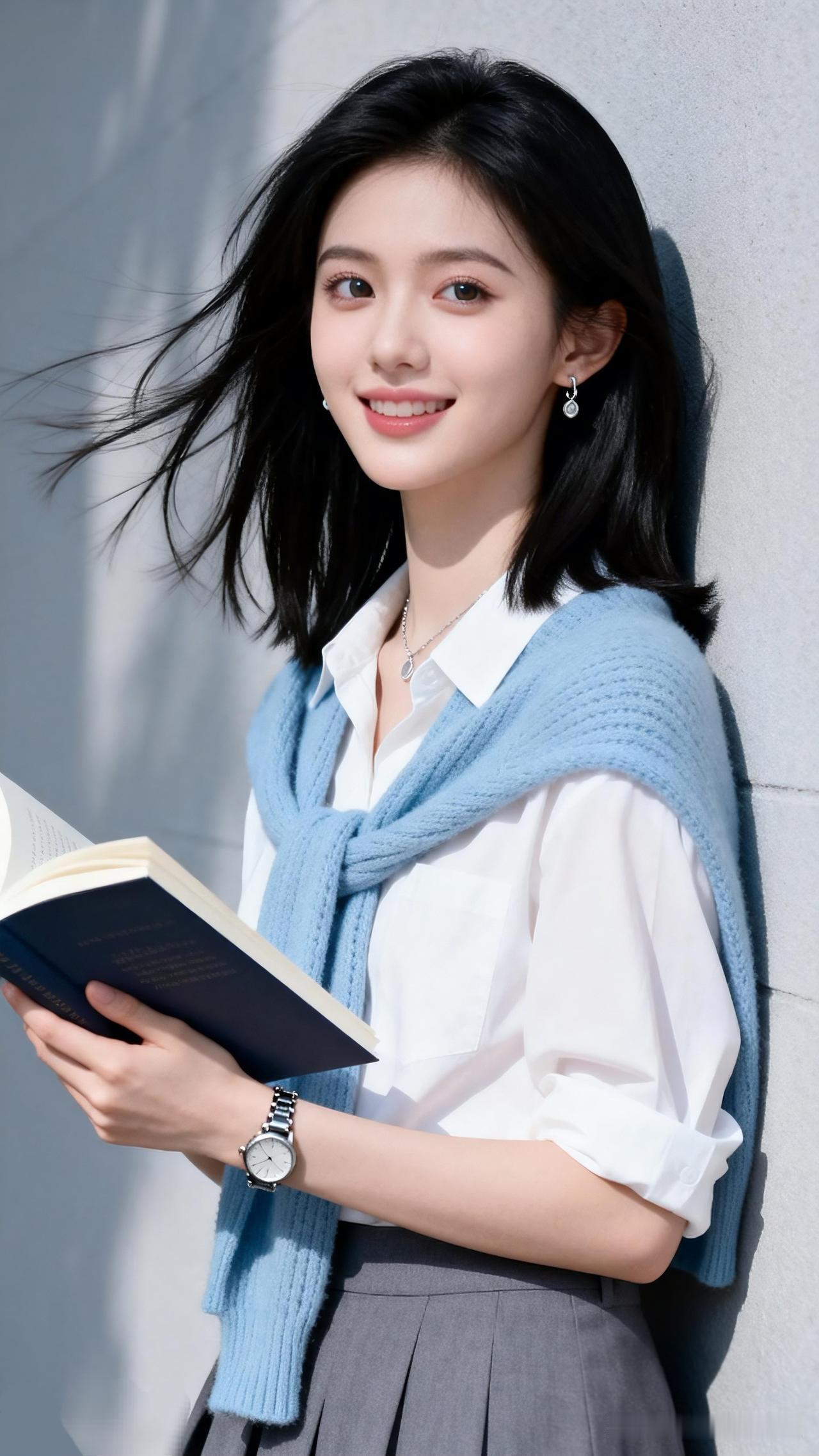 阳光下的少女，书香满溢的青春时光。
