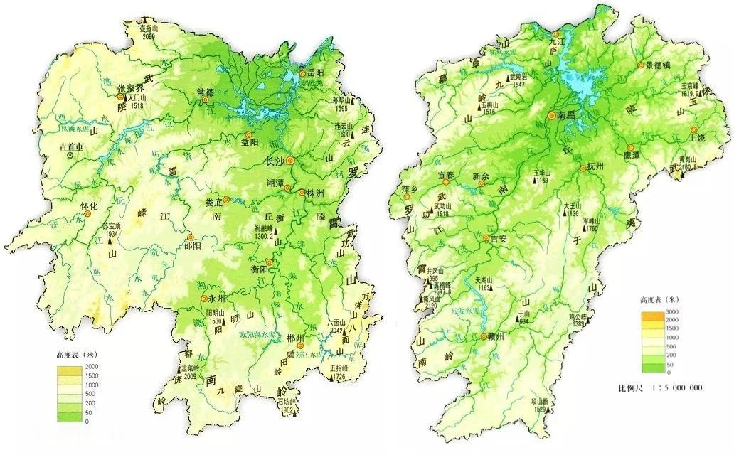 江西和湖南地形确实相似，都是东、南、西三面环山、北面朝长江敞开的大口袋。但细看之