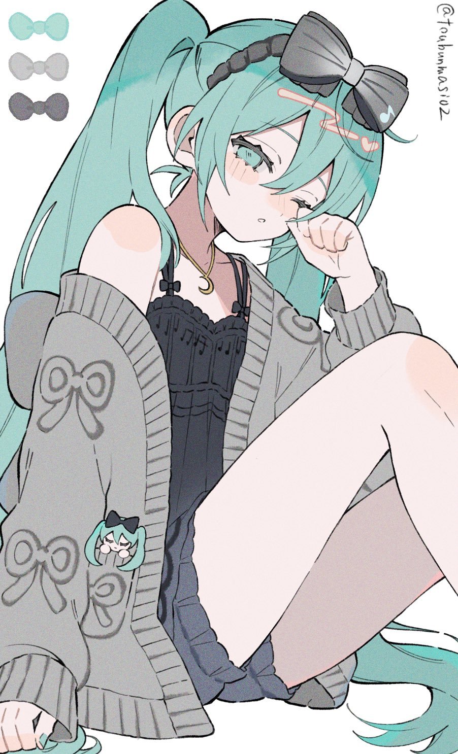 初音未来动漫头像miku殿下的午后小齁一觉到晚上了.[哭哭]绘:toubunho