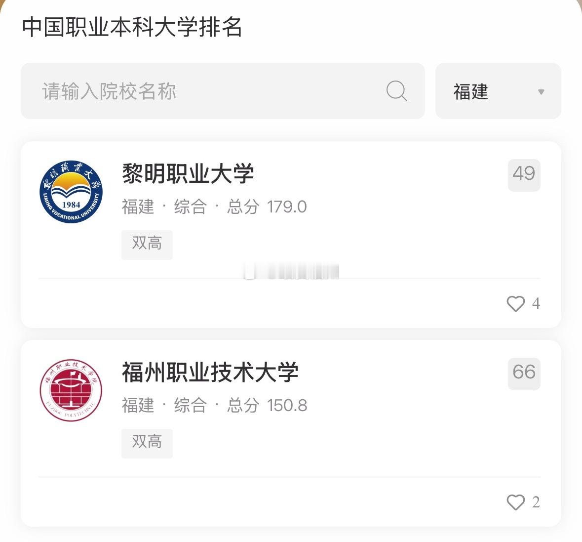 2026软科中国职业本科大学排名今年刚升本的福州职业技术大学进入前100排