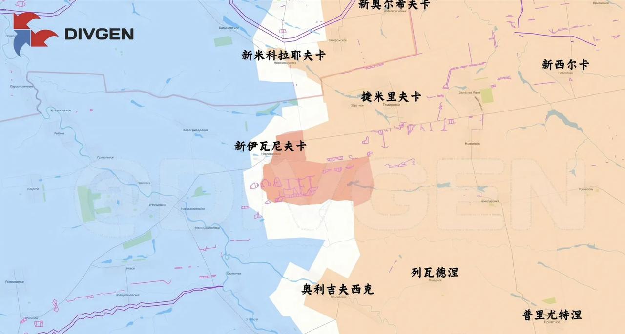 俄军东部集群在新伊万尼夫卡的推进，一天内占了大片地盘。现在俄军就是在沿着公路快速