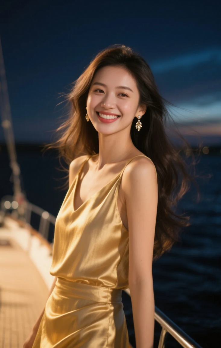 夜色为幕，海风为诗｜她在游艇上一笑，整片海都亮了