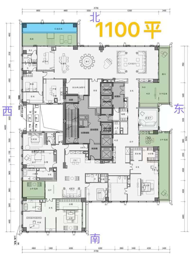 深圳湾澐玺62层顶层1080平方米超级豪华大平层，单价46万，总价款超过5亿。六