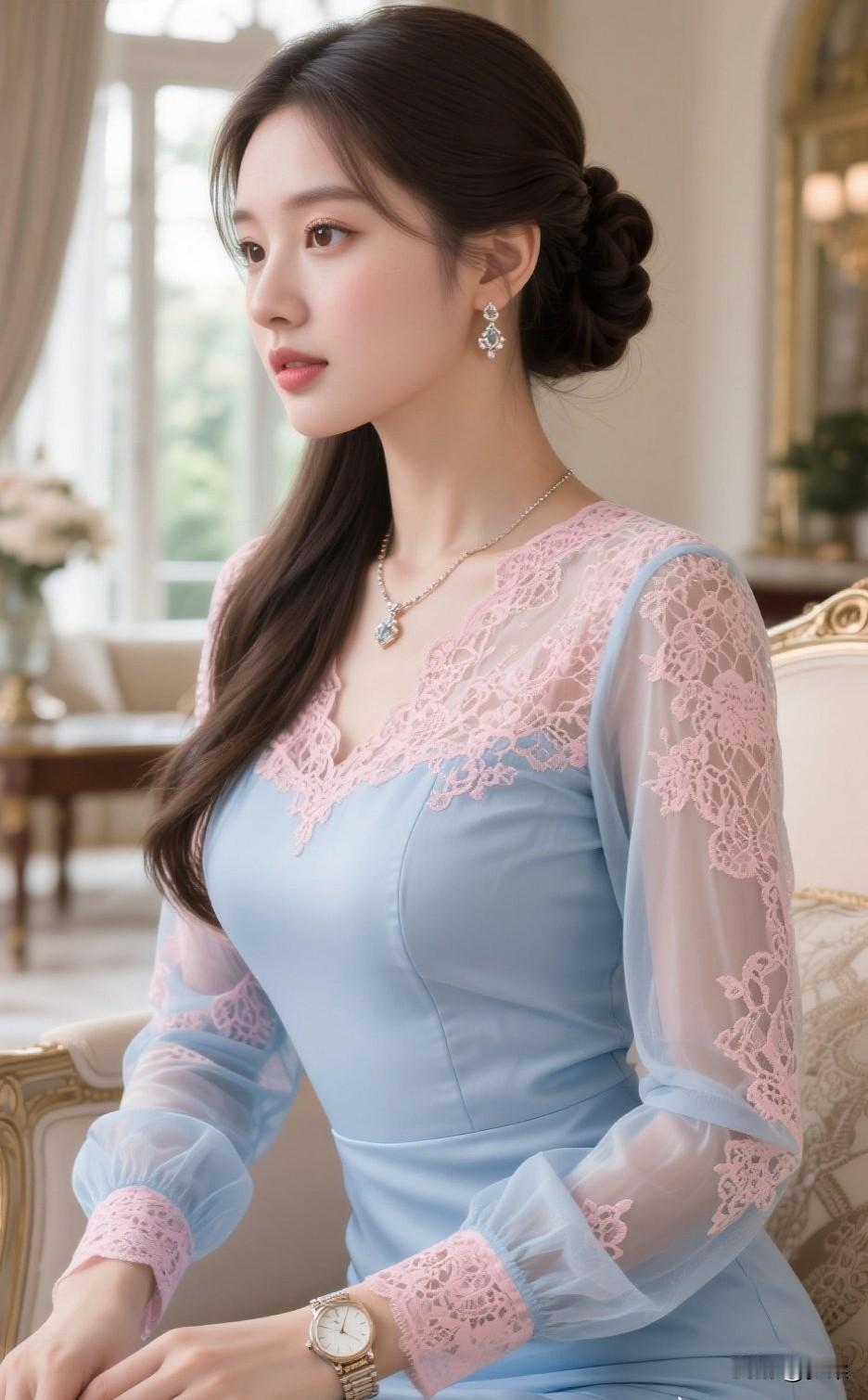 优雅旗袍蓝裙，蕾丝飘逸，梦回古典时光如何把旗袍穿出自己的气质