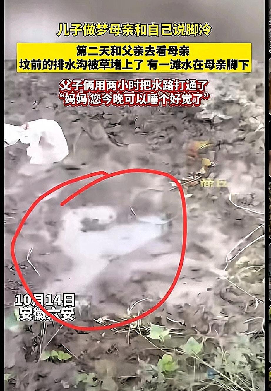 家人们谁懂啊！安徽六安这对父子的故事，我看完直接破防了。儿子梦见妈妈说脚冷，第二