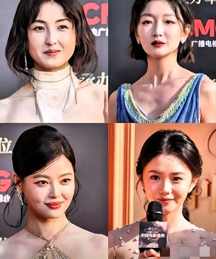 刚刷到一张同框。刘浩存、周冬雨、张子枫、章子怡站在一起。我来回看了三遍。