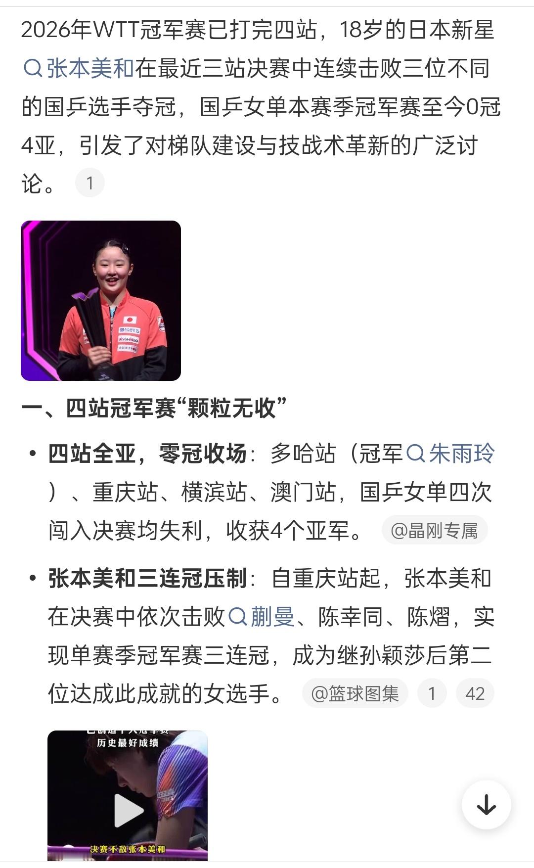 国乒女单冠军赛颗粒无收😮​​​