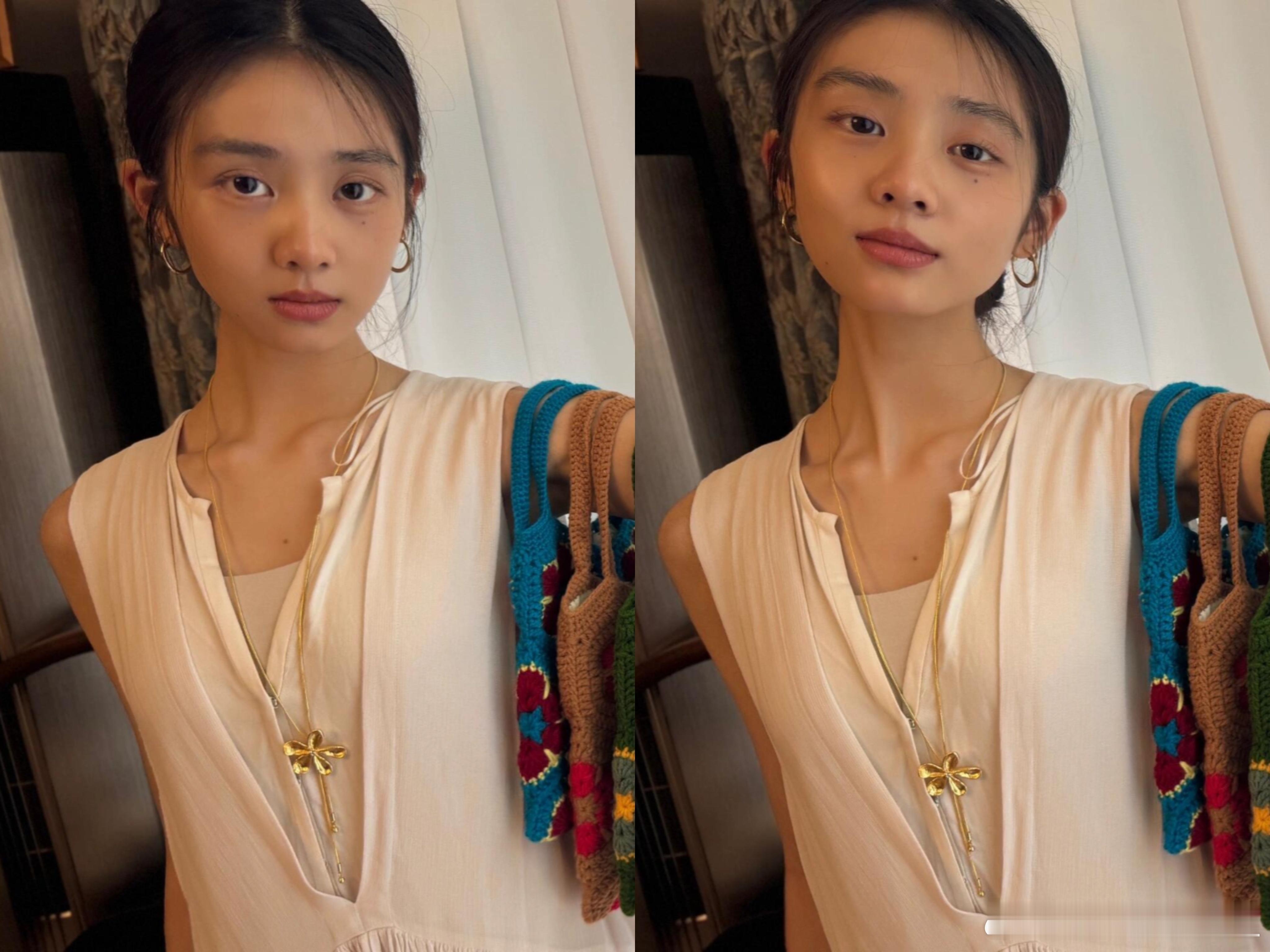 黄多多展示奶奶做的钩织包黄多多臂长黄多多给妈妈孙莉当模特，展示奶奶做的钩织包，