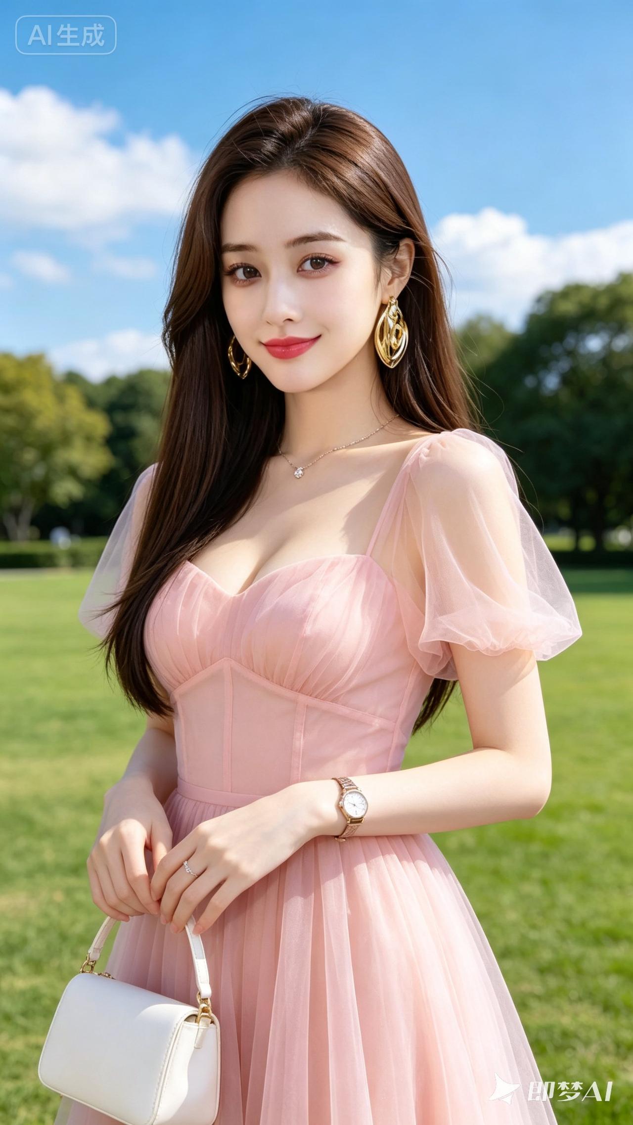 粉嫩少女心，优雅粉色连衣裙，春日野餐必备！🌸💗
