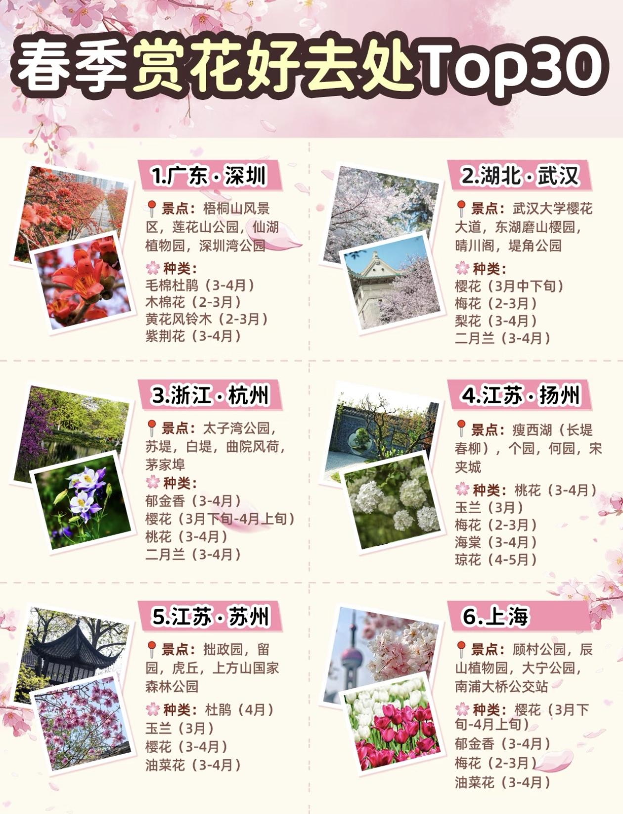 全国春天赏花地指南，超全Top30推荐！