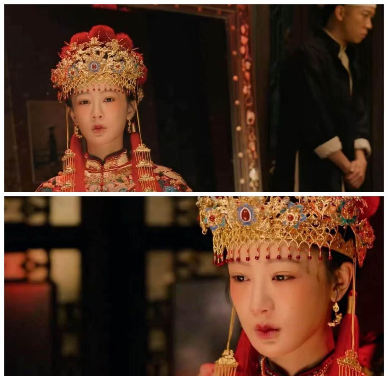 那身红嫁衣，穿在身上，像一滩凝固的血。镜头里，杨紫饰演的董竹君，没有新嫁娘的娇