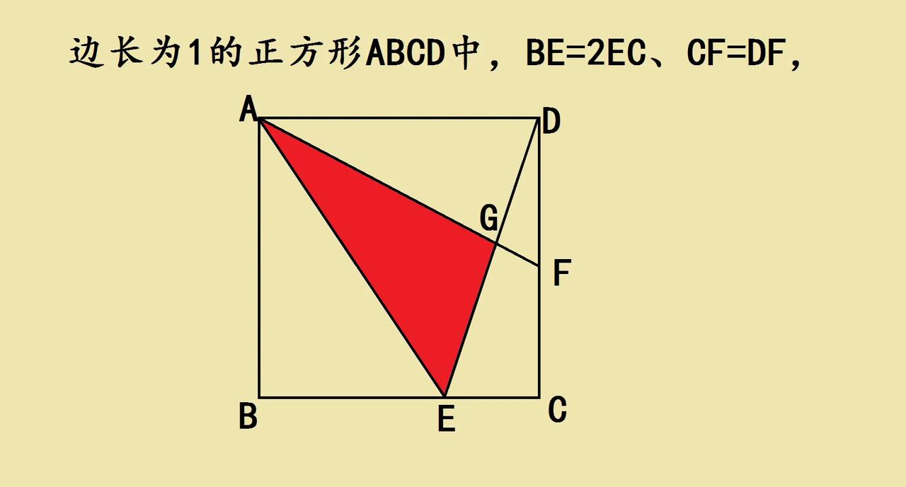 成都小升初入学考附加题来啦！边长为1的正方形ABCD，BE=2EC、CF