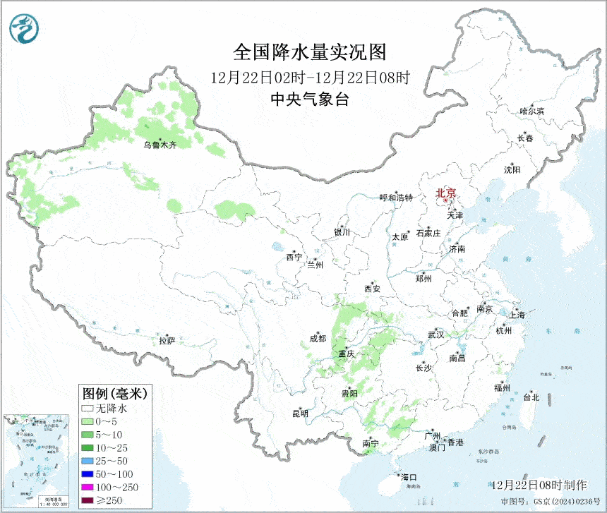 【雨雪】今天新疆北部的降雪逐渐缩减，湖北河南等地的降雨发展增多，分别对应了冷空气