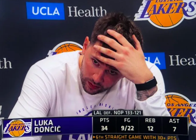 NBA常规赛，湖人133-121战胜鹈鹕。赛后，卢卡-东契奇接受了采访。此役，