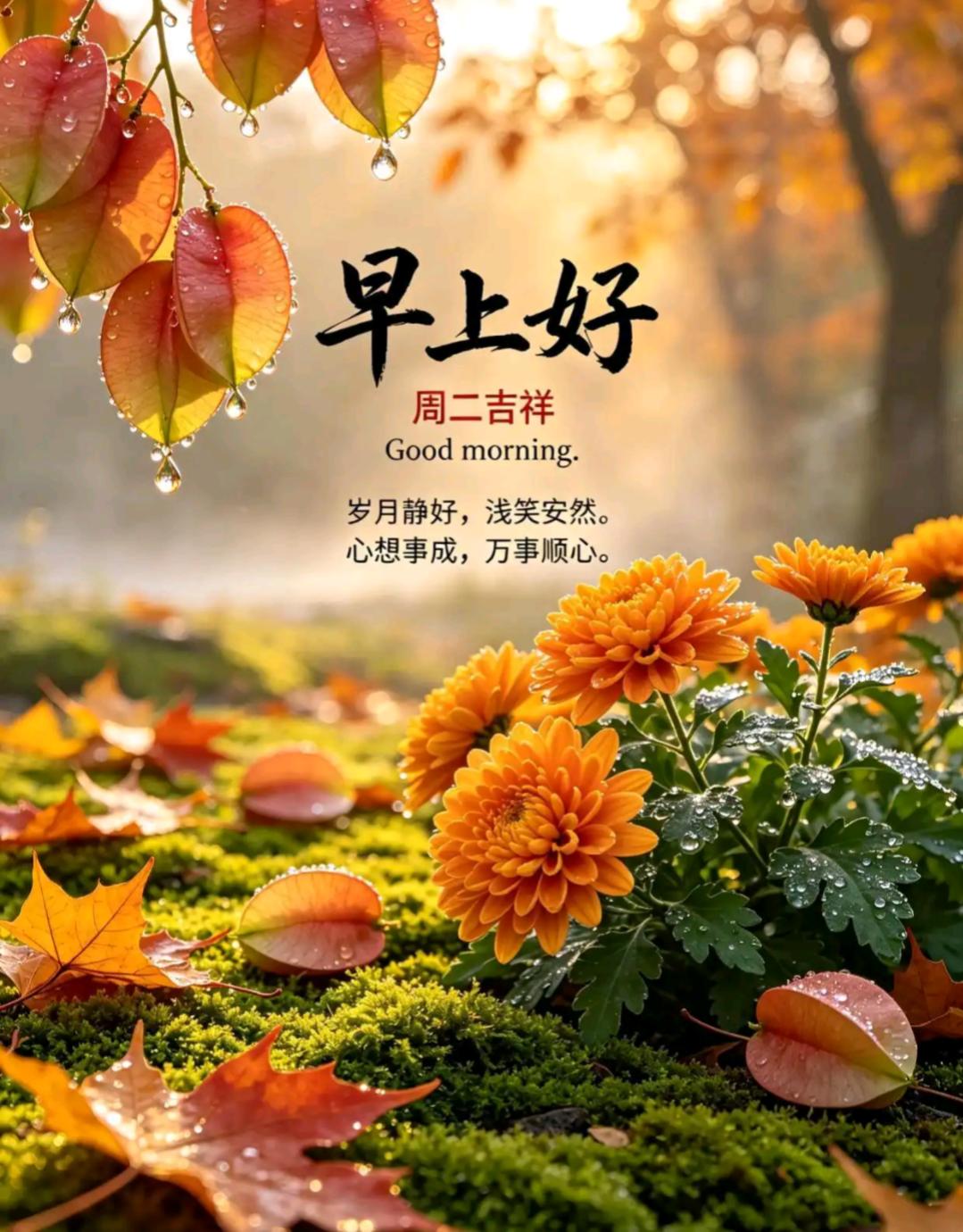 ☀️秋日的清晨，裹挟着丝丝清凉，一声早安问候，捎去满心牵挂。愿我们珍惜每一个当下
