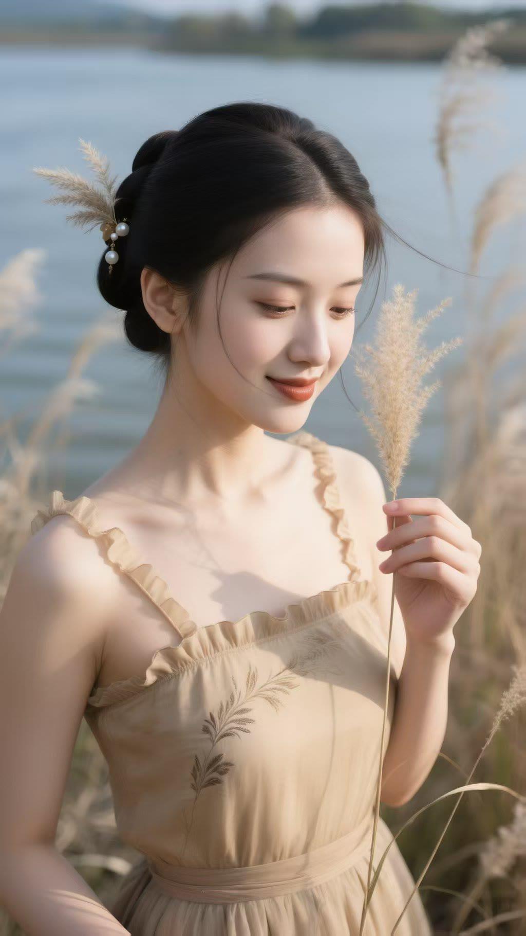 春风拂过蒹葭岸，我穿一身新中式赴约，原来《诗经》里的春天，真的会落在眼前✨