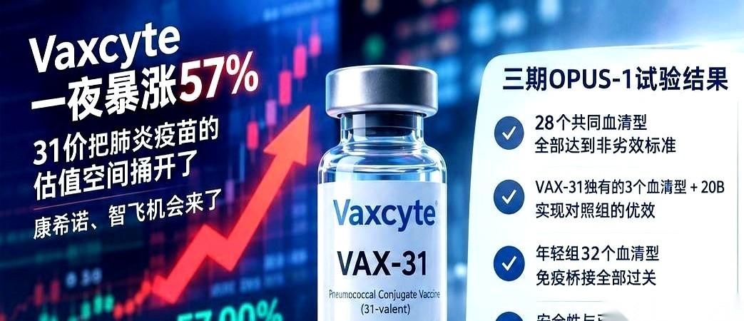 美股公司Vaxcyte的31价肺炎球菌疫苗三期临床达到了主要终点。这个技术突破