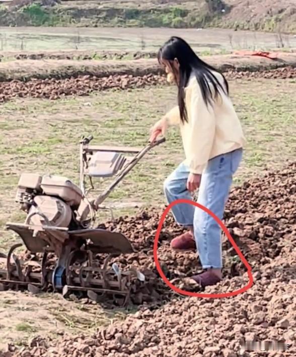 呆呆妹算得上是第一个穿着拖鞋犁地的人了。呆呆发布了新作品，说想勤快一点，帮父