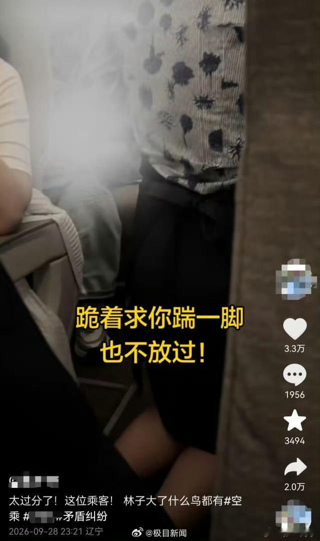 空姐跪地道歉事件目击者发声9月28日晚，东航一空姐推小推车送饮料，不小心磕碰到一