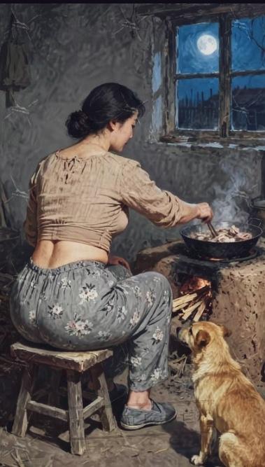 窗外明月光，屋内炖肉汤。丈夫不回来，媳妇急得慌…丈夫来吃饭晚餐炖肉夫妻炖菜