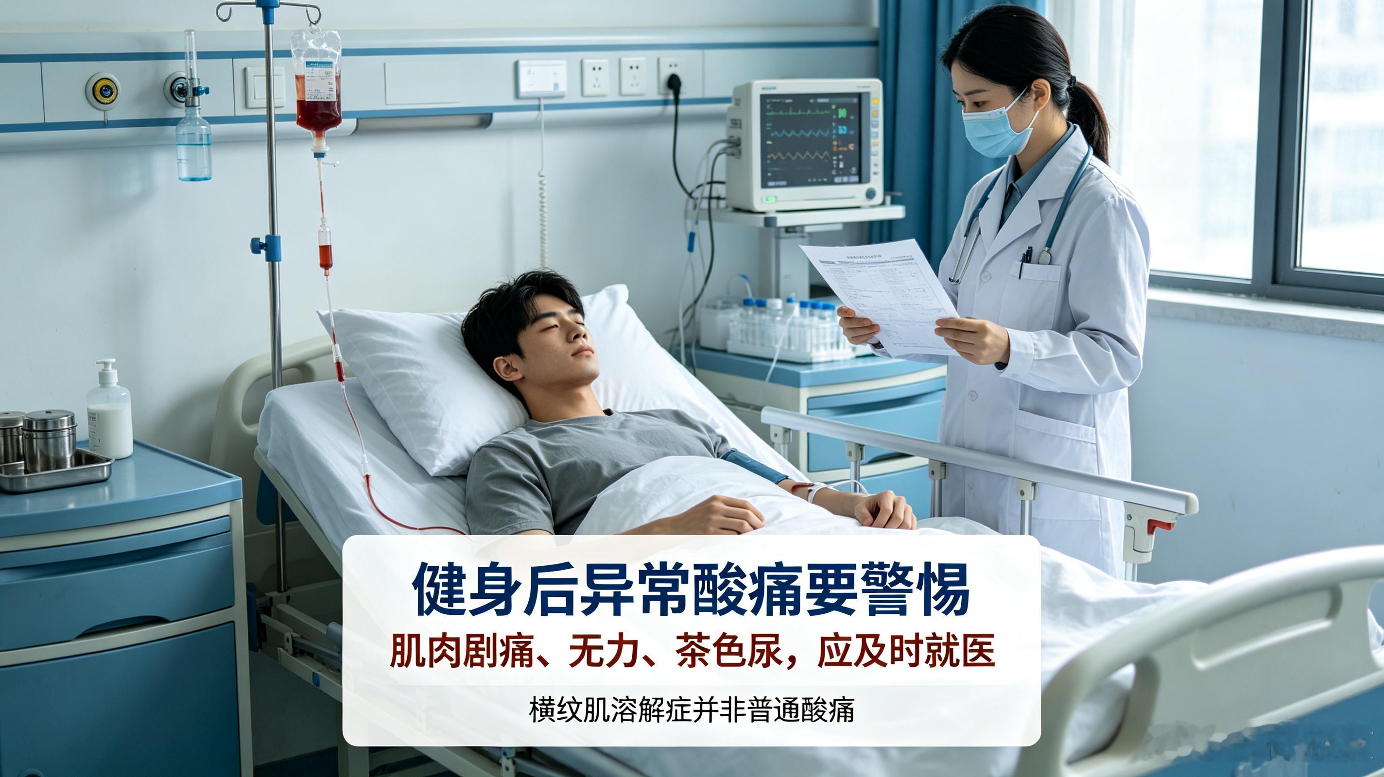 18岁小伙健身后确诊横纹肌溶解症很多年轻人觉得健身就是越多越好，尤其是新手，一