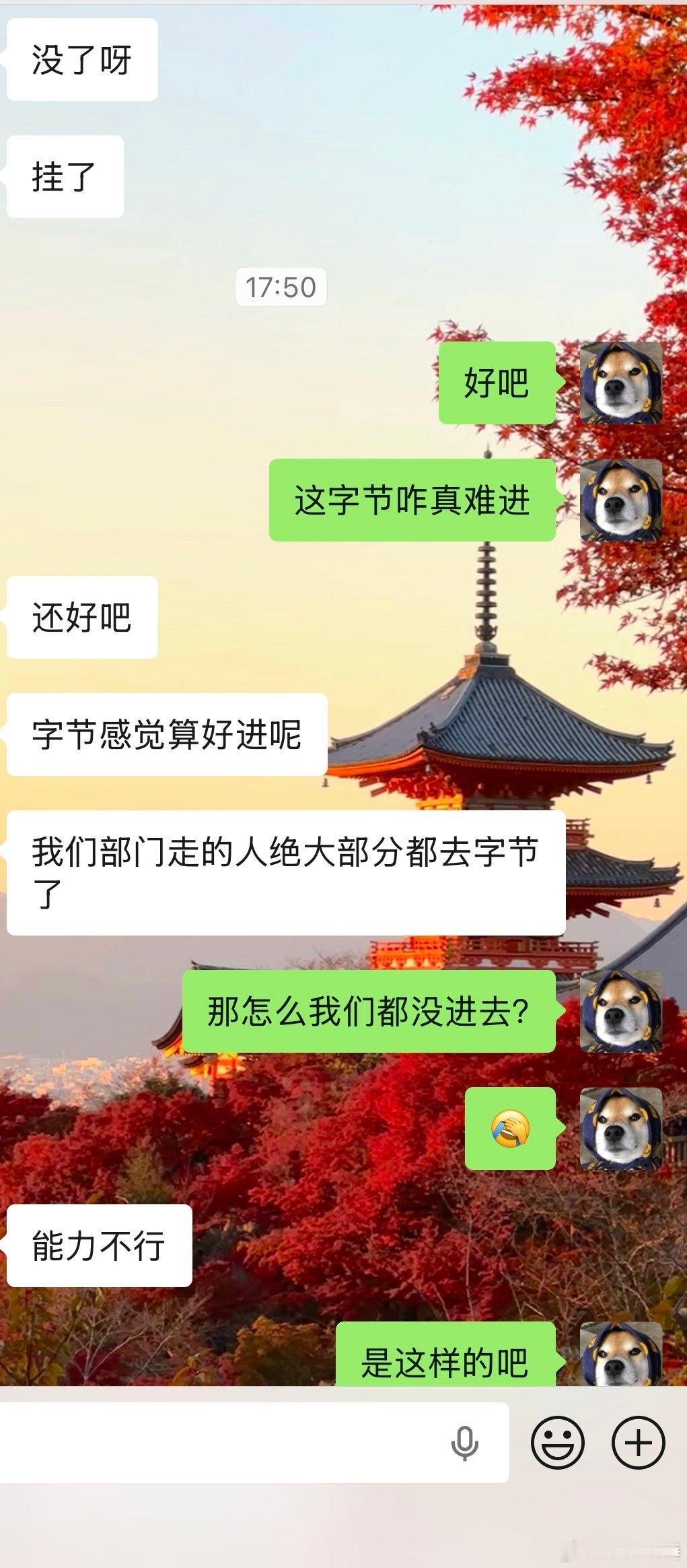 字节我们这些废物确实进不去[捂脸哭]​