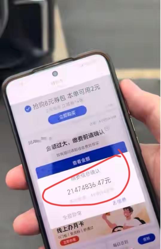 停车场停车4小时54分，却要游客手机支付21474836.47元，这是四川眉山瓦