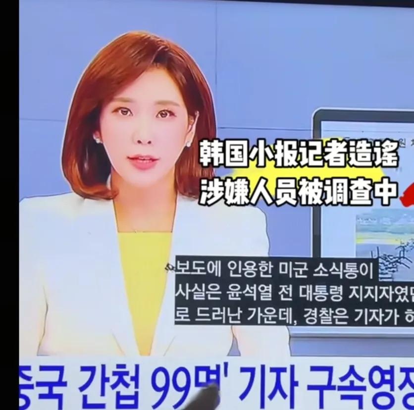 韩国小报记者造谣中国，他在网上发了一篇文章，说韩国捉了99个来自中国的间谍，现在