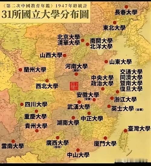 七十八年沧桑巨变：从31所国立大学分布图，看多少名校已消散在历史尘烟中摊开这