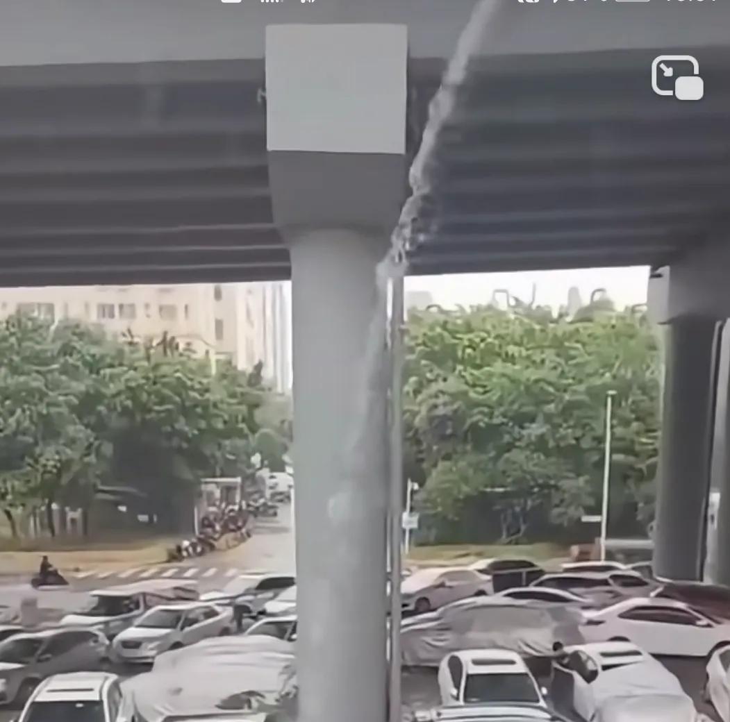 这哥们也很有智慧，感觉把车停在高架桥底下就万无一失了…虽不知天有不测风云，一阵
