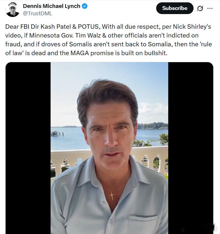 亲爱的FBI局长卡什·帕特尔及总统阁下：恕我直言，根据尼克·施利的视频，如果明尼