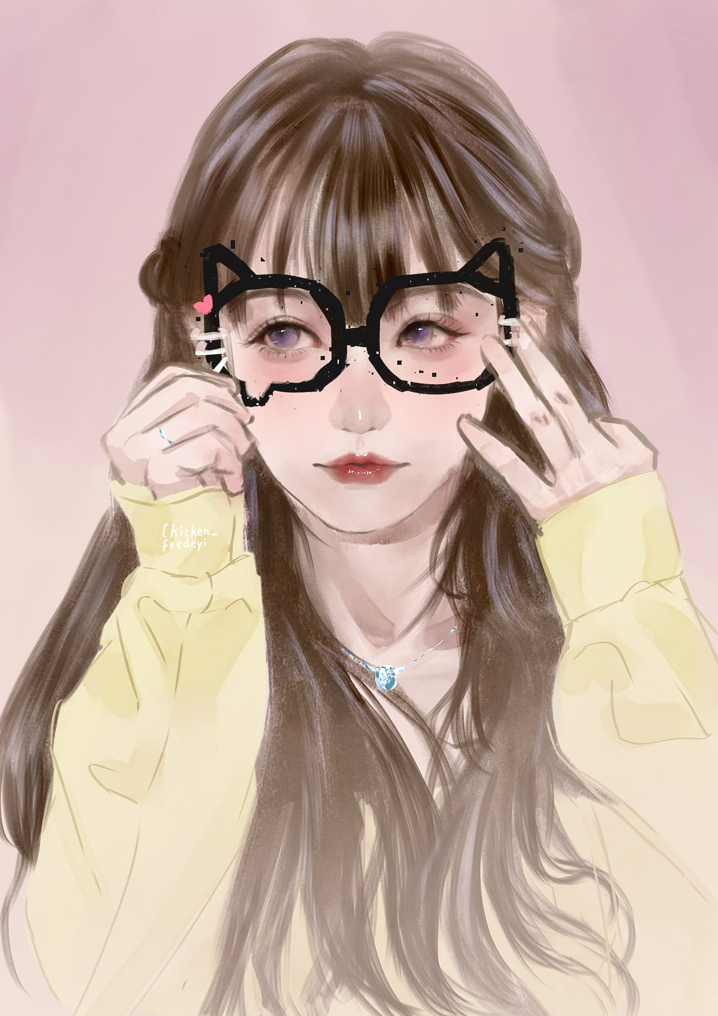 田曦薇pick你的星画手小猫眼镜👓